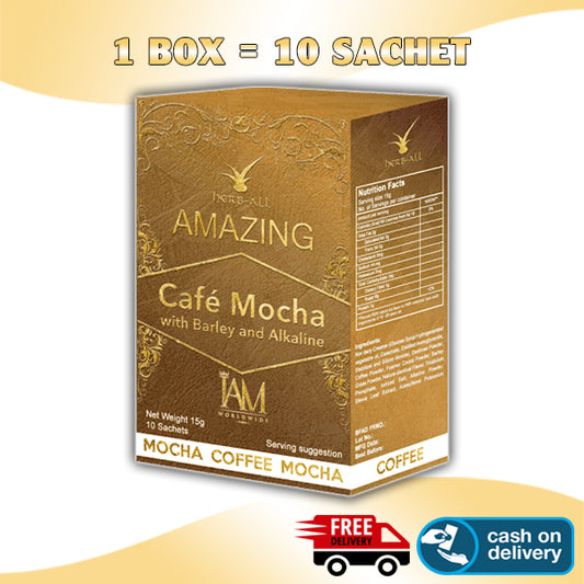 IAM Amazing Coffee Mocha with Barley and Alkaline | 1 Box | 10 Sachets | Free Shipping